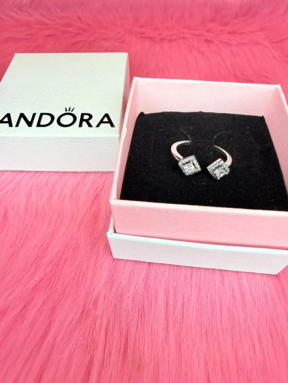 Pandora Sterling Silver Open Ring with Clear Cubic Zirconia - Silver